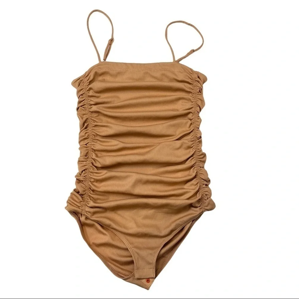 Free People On Your Side Nude tan Bodysuit Size Small